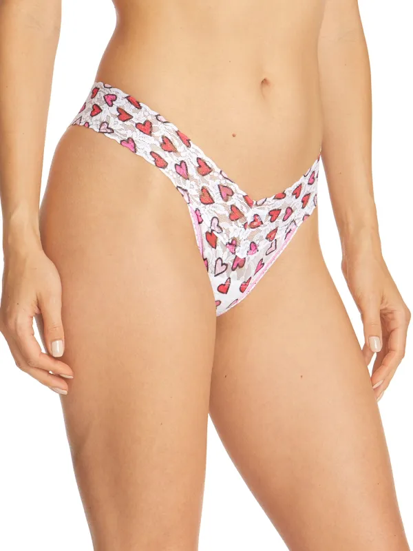 Petite Size Printed Signature Lace® Thong Gridlock Sale sold by Hanky Panky