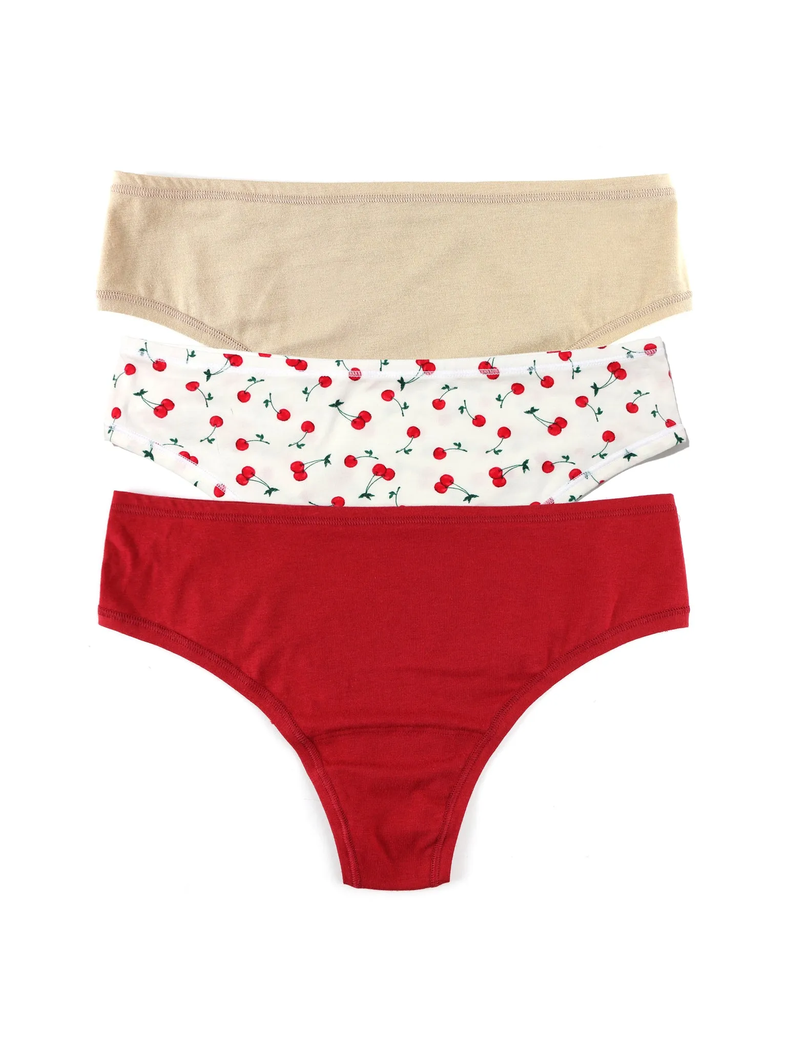 Printed PlayStretch™ Natural Rise Thong 3 Pack sold by Hanky Panky