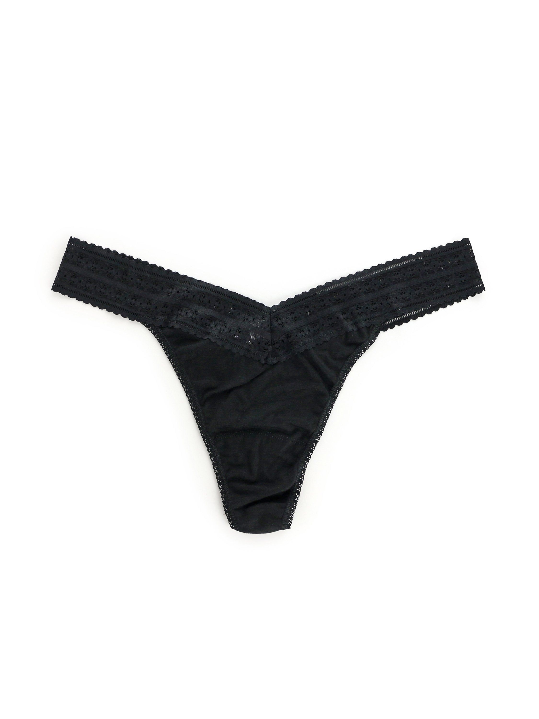 Plus Size DreamEase™ Thong Exclusive Black sold by Hanky Panky
