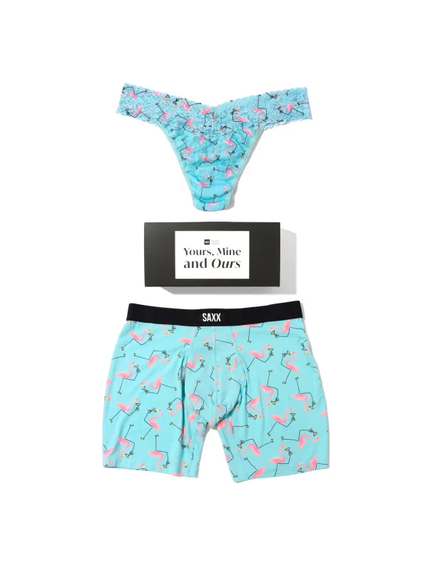 Signature Lace® Original Rise Thong And Saxx Super Soft Vibe Boxer Brief Drinko Flamingo sold by Hanky Panky