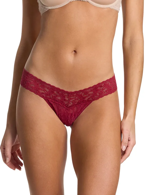 Signature Lace® Low Rise Thong Wild Berries Red sold by Hanky Panky