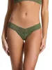 Signature Lace® Low Rise Thong Herb Green sold by Hanky Panky