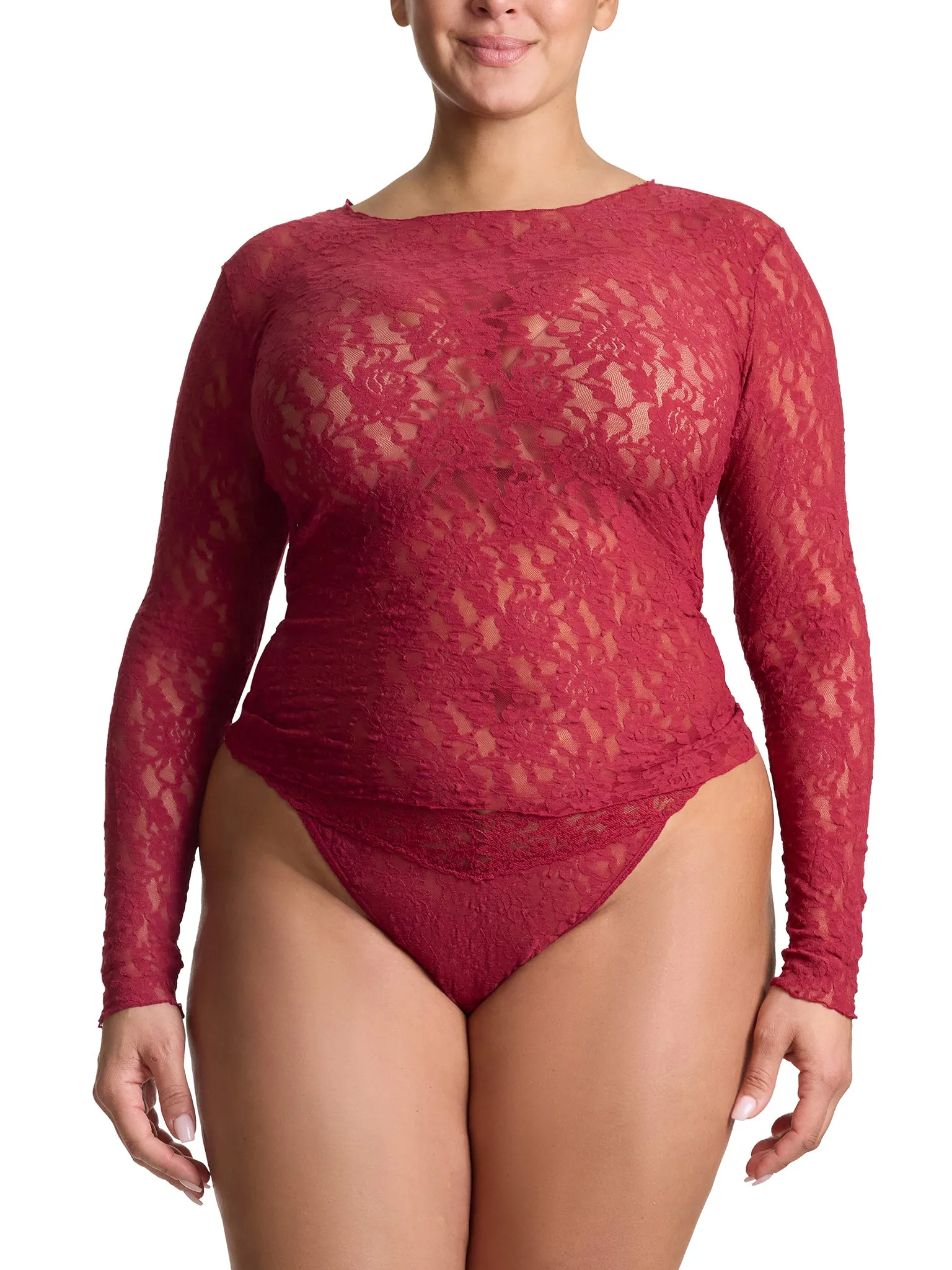 Plus Size Signature Lace® Long Sleeve Top Wild Berries Red Sale sold by Hanky Panky product image thumbnail 3