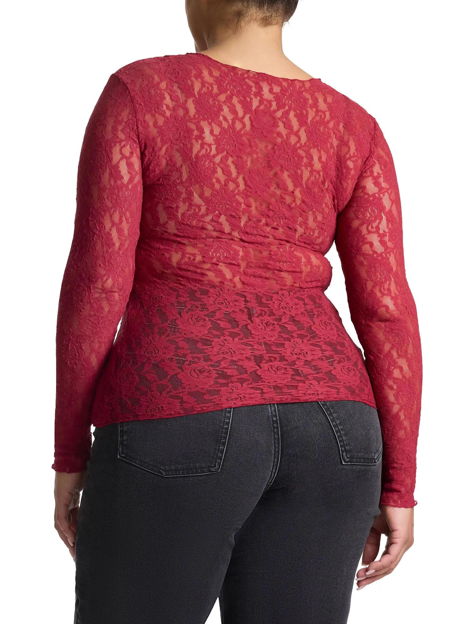 Plus Size Signature Lace® Long Sleeve Top Wild Berries Red Sale sold by Hanky Panky product image thumbnail 2