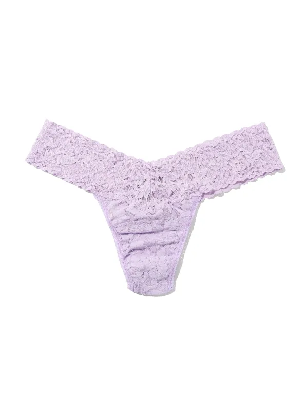 Petite Size Signature Lace® Low Rise Thong Lavender Fields Purple sold by Hanky Panky