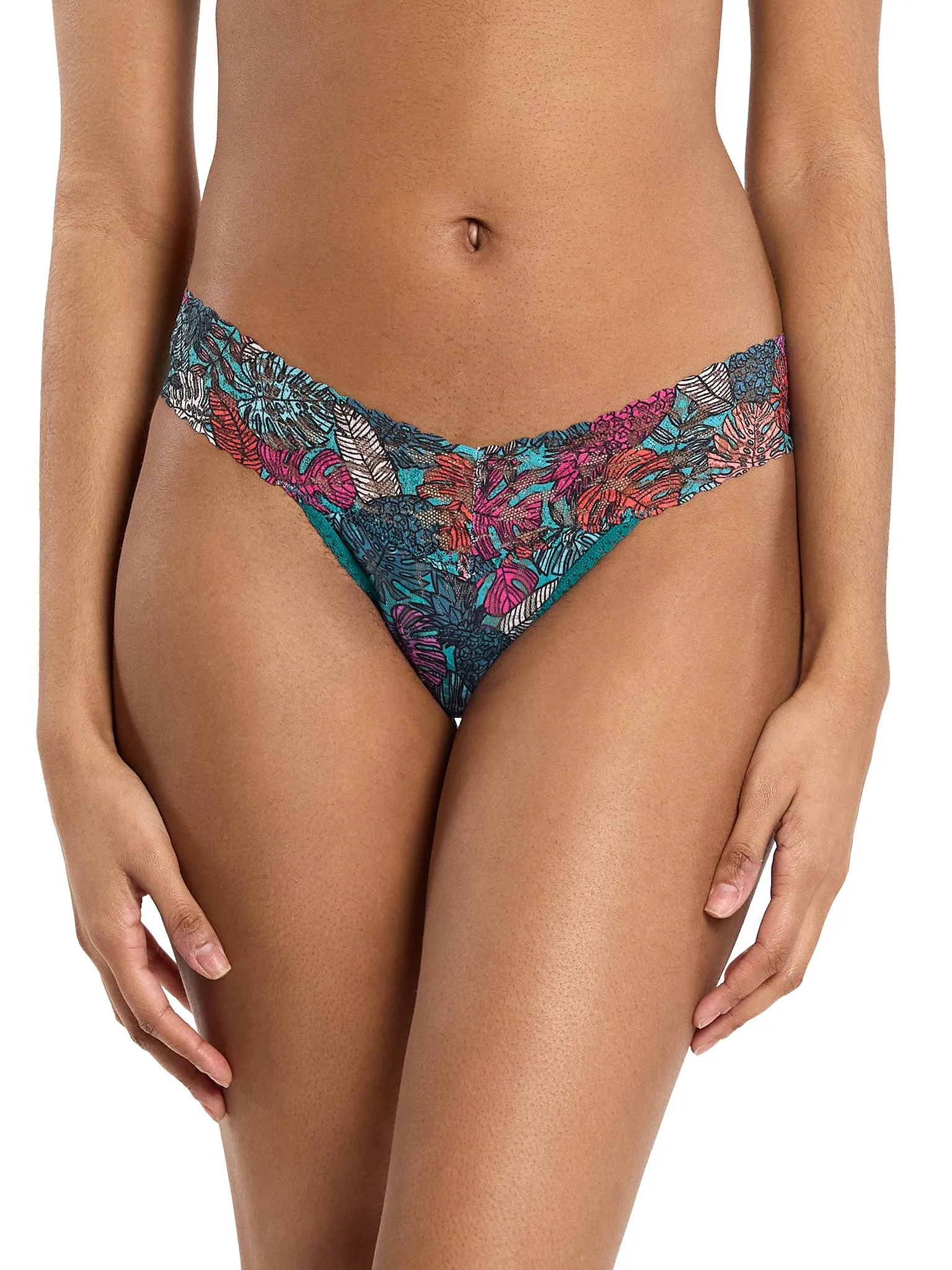 Signature Lace® Low Rise Printed Thong And Saxx Drop Temp Cooling Cotton Boxer Brief Fruity Palm - Aqua sold by Hanky Panky product image thumbnail 2