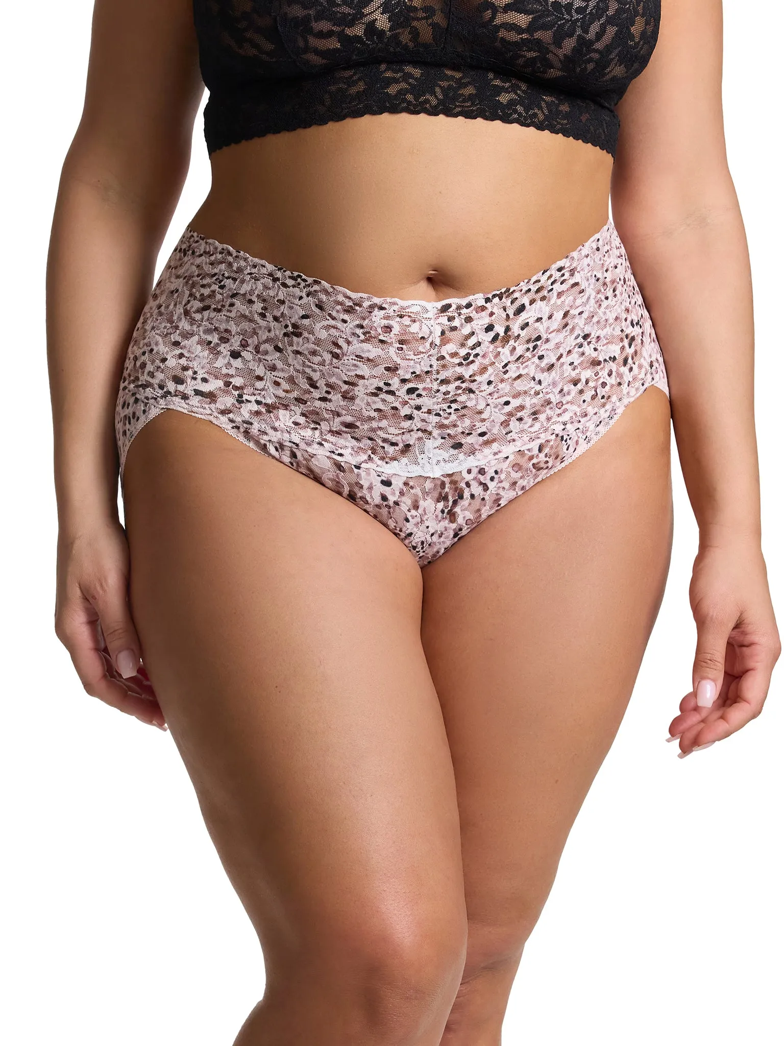 Plus Size Printed Retro Lace V-Kini Unconventional White Sale sold by Hanky Panky