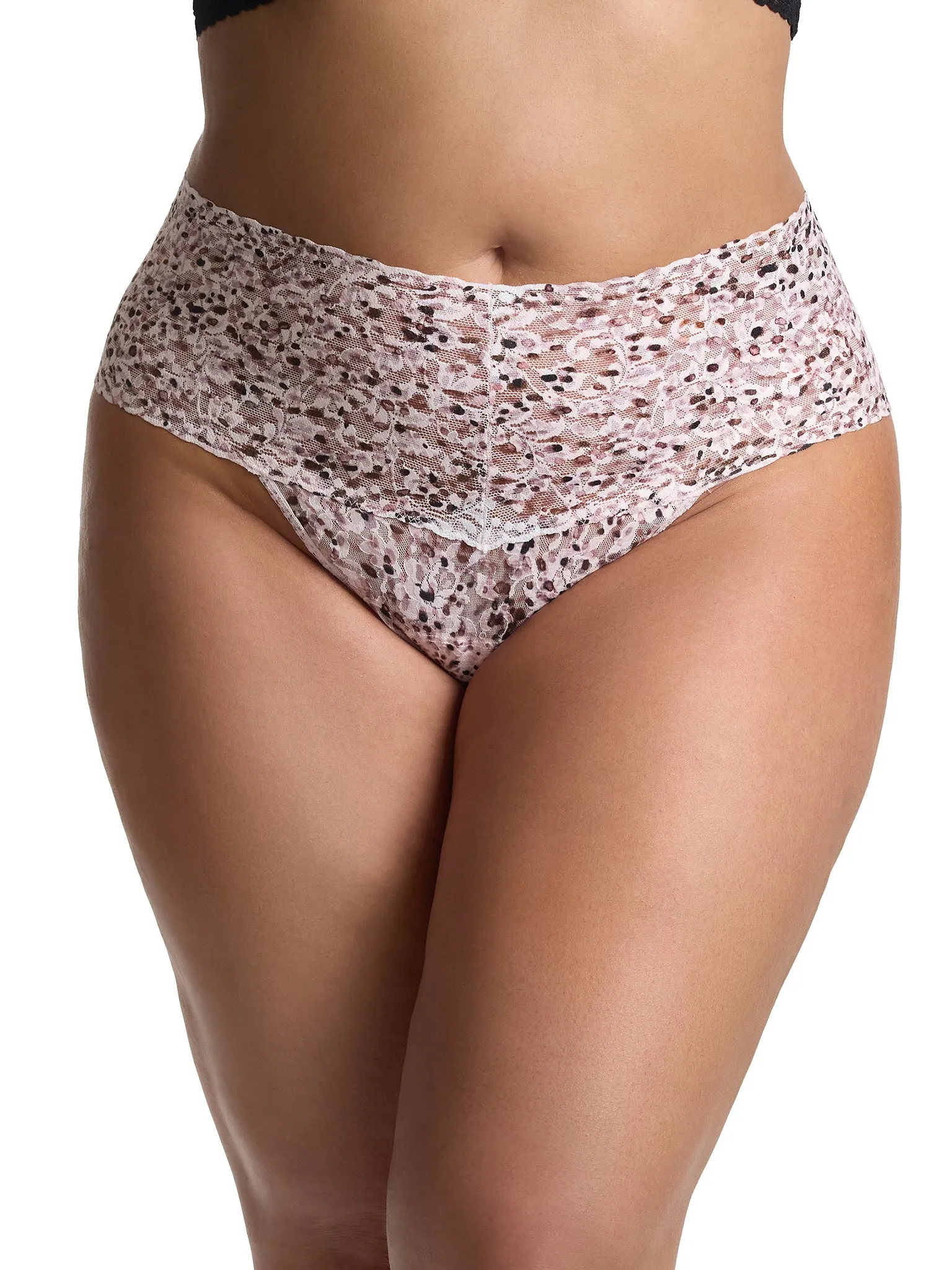 Plus Size Printed Retro Lace Thong Unconventional White Black Friday Sale sold by Hanky Panky