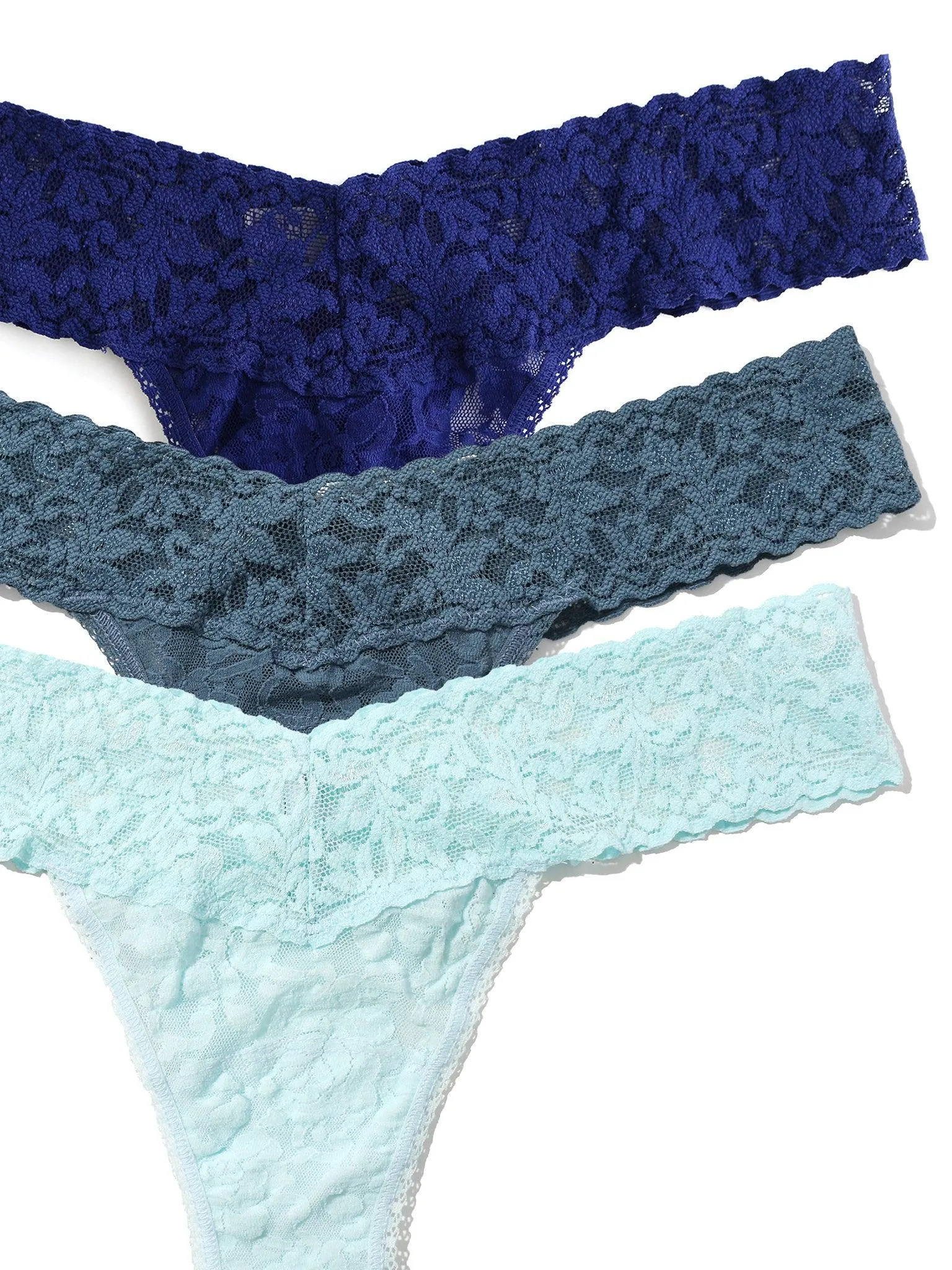3 Pack 4911® Signature Lace® Low Rise Thongs In Printed Box Odyssey Blue Sale sold by Hanky Panky product image thumbnail 2