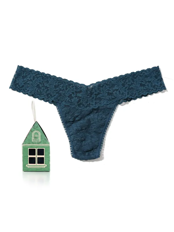 Signature Lace® Low Rise Gingerbread House Deep Waters Blue sold by Hanky Panky