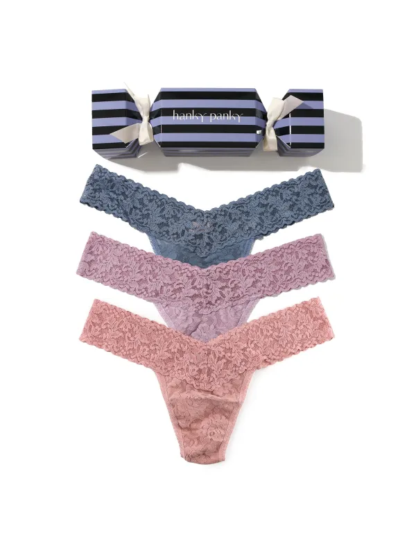 4911® Signature Lace® Low Rise Thong Mystery 3 Pack Cracker sold by Hanky Panky