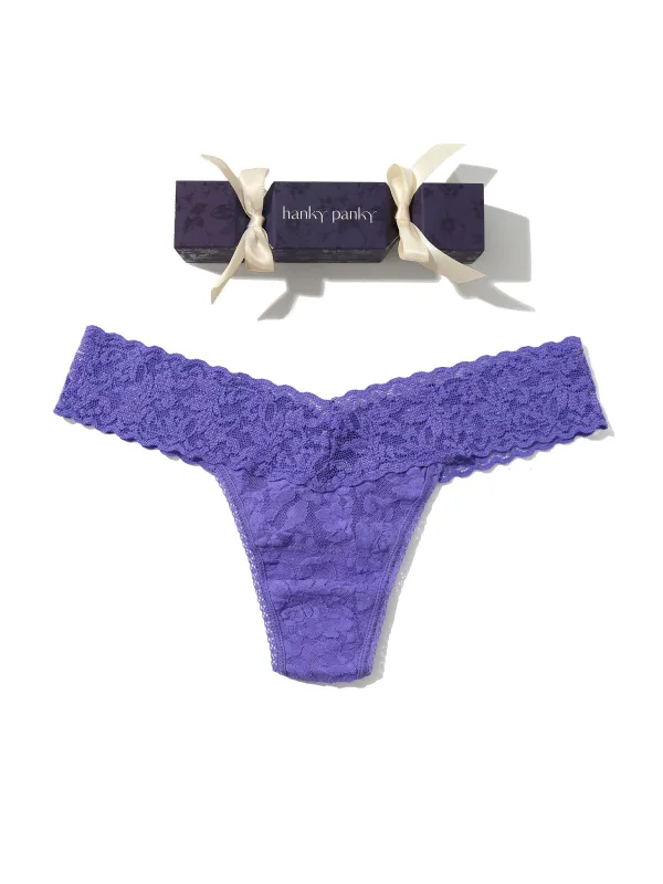 4911® Signature Lace® Low Rise Thong Holiday Cracker African Violet sold by Hanky Panky
