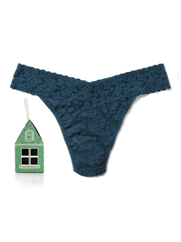 Signature Lace® Original Rise Gingerbread House Deep Waters Blue sold by Hanky Panky