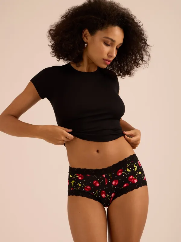 DreamEase® Printed Boyshort Cherry Bomb sold by Hanky Panky
