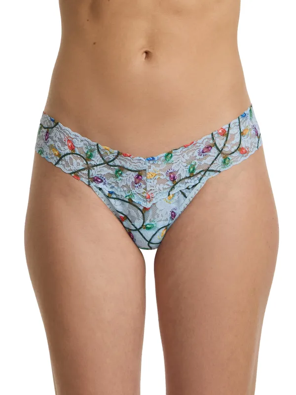 Printed Signature Lace® Low Rise Thong Decked Out Festive Lights sold by Hanky Panky