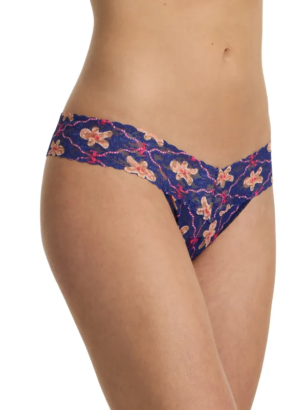 Printed Signature Lace® Low Rise Thong Festive Gingerbread Cookies sold by Hanky Panky
