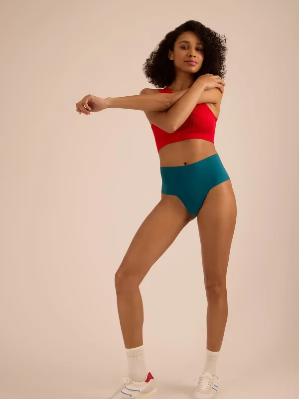 BreatheSoft® High Rise Thong Earth Dance Green sold by Hanky Panky