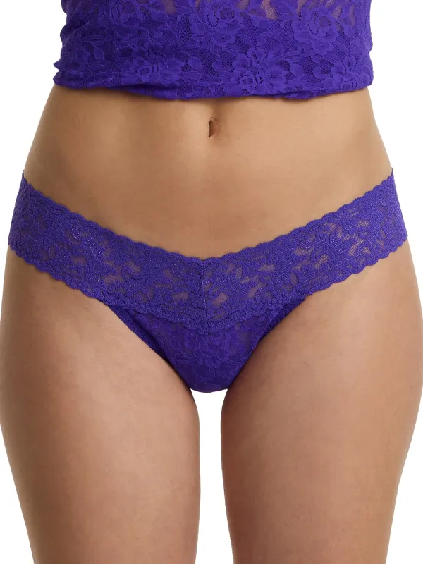 Signature Lace® Low Rise Thong Verbena Purple sold by Hanky Panky