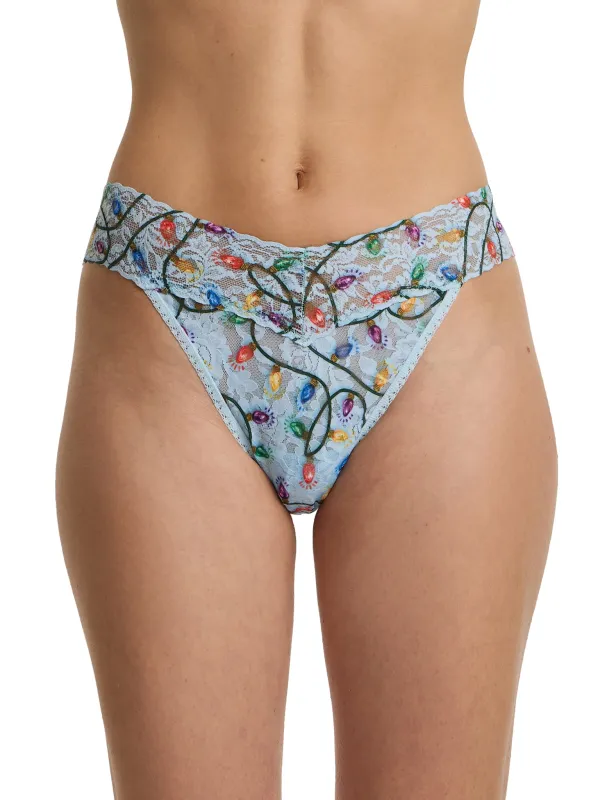 Printed Signature Lace® Original Rise Thong Decked Out Festive Lights sold by Hanky Panky