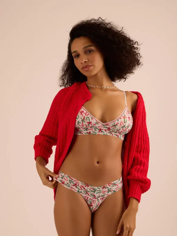 Printed Signature Lace® Original Rise Thong Holiday Candy Canes sold by Hanky Panky