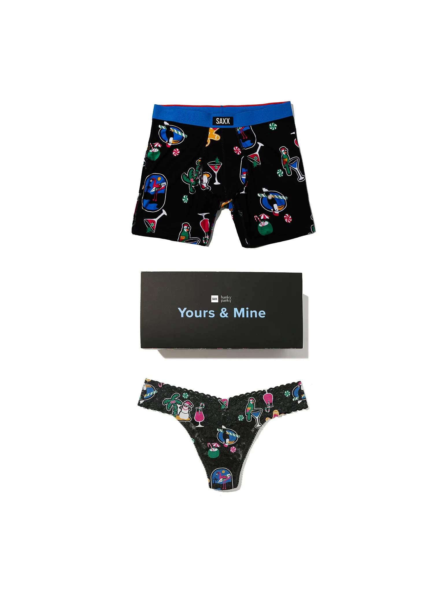 Signature Lace® Original Rise Thong And Saxx Super Soft Vibe Boxer Brief Island Holiday - Black Sale sold by Hanky Panky product image thumbnail 2