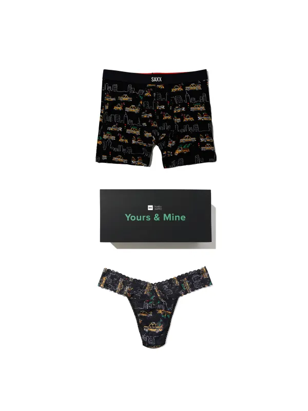 Signature Lace® Original Rise Thong And Saxx Super Soft Vibe Boxer Brief Hail The Holidays - Black sold by Hanky Panky
