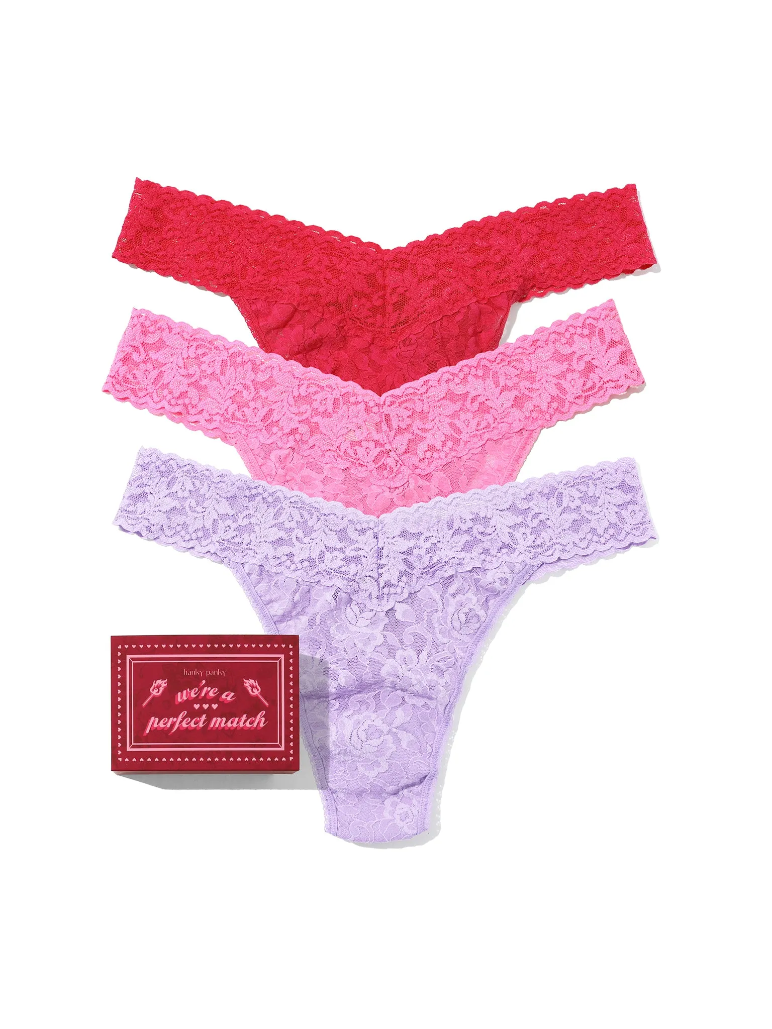 Signature Lace® Original Rise Matchbox 3 Thongs Sale sold by Hanky Panky