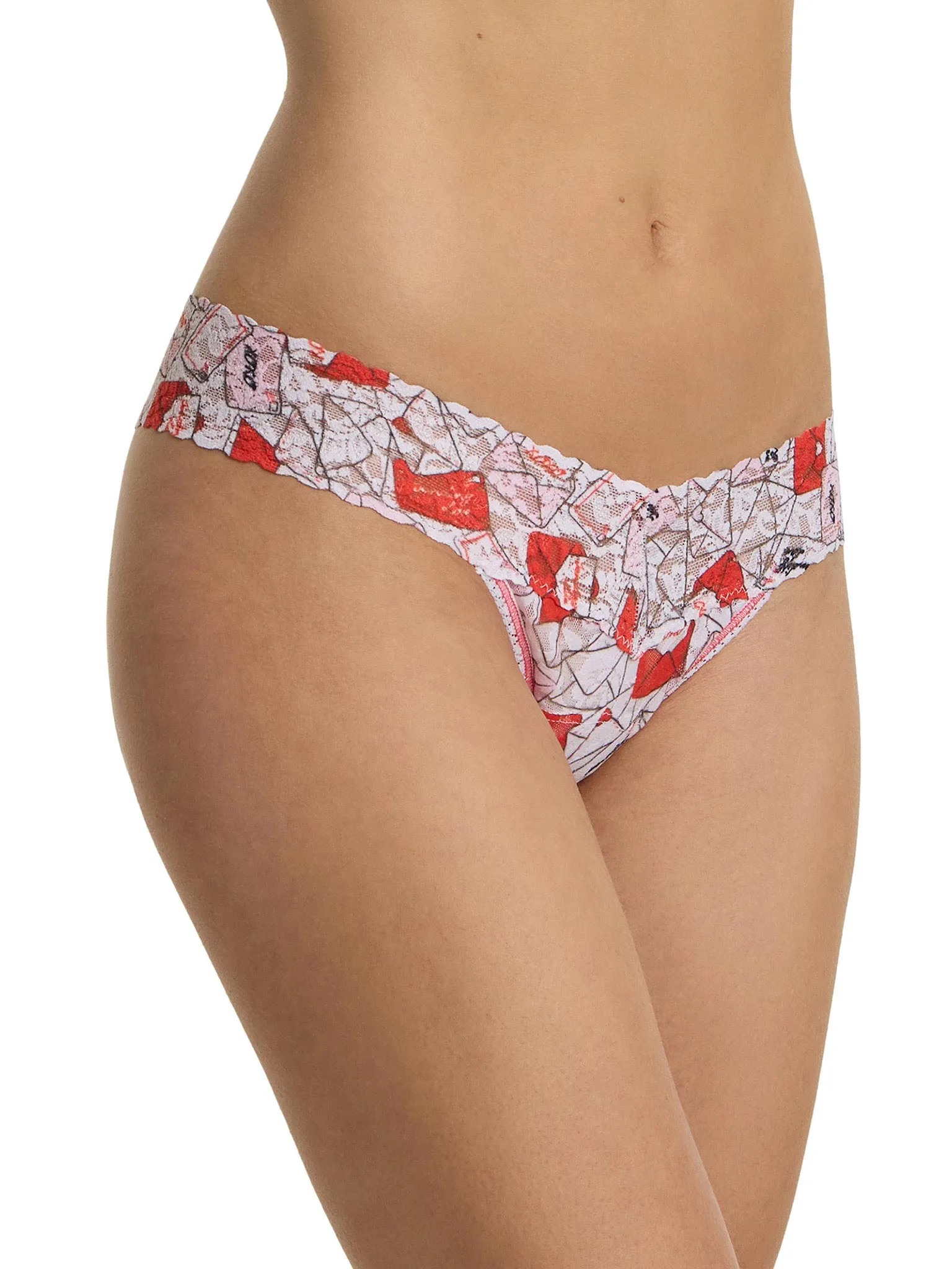 4911 Printed Signature Lace® Low Rise Thong With Love Red/Pink sold by Hanky Panky product image thumbnail 3