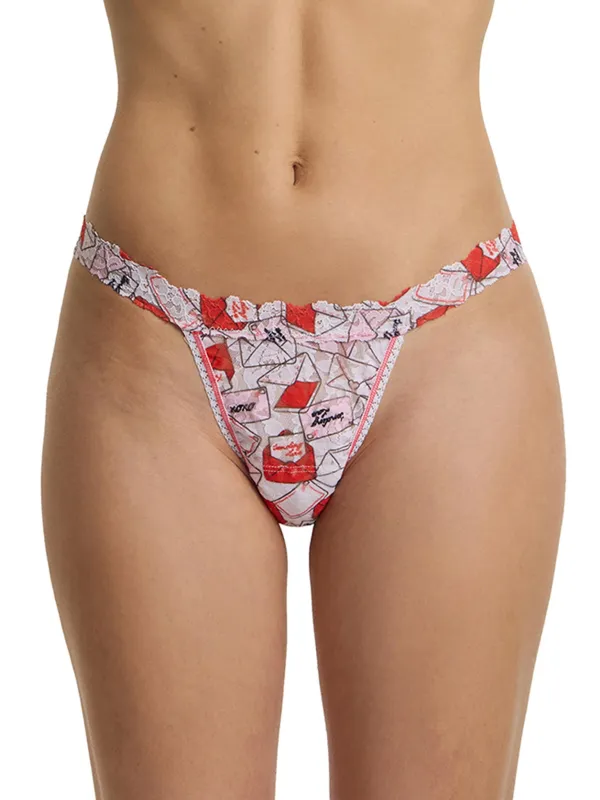 Printed Signature Lace® G-String With Love Red/Pink sold by Hanky Panky