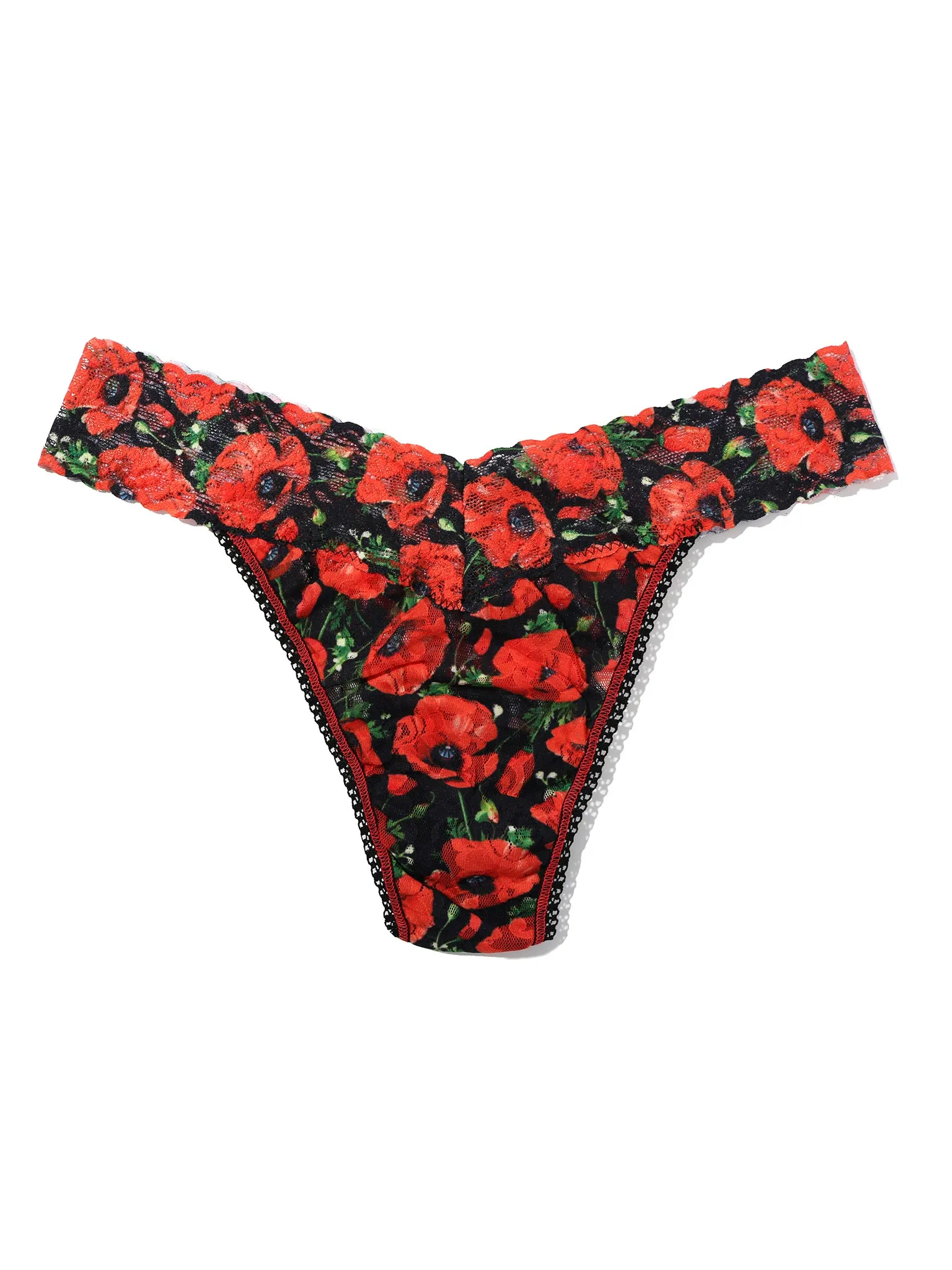 Printed Signature Lace® Original Rise Thong Poppy Holiday - Red/Black Sale sold by Hanky Panky product image thumbnail 4