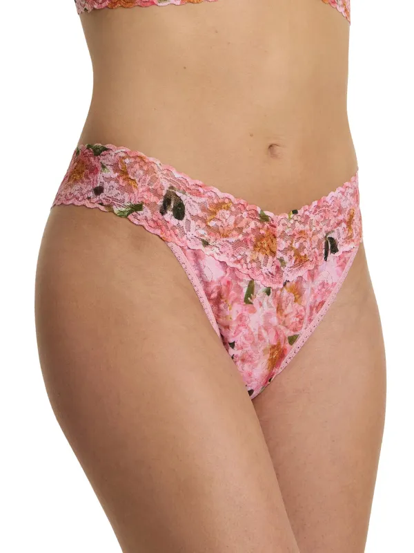 Printed Signature Lace® Original Rise Thong Dancing Petals Pink sold by Hanky Panky