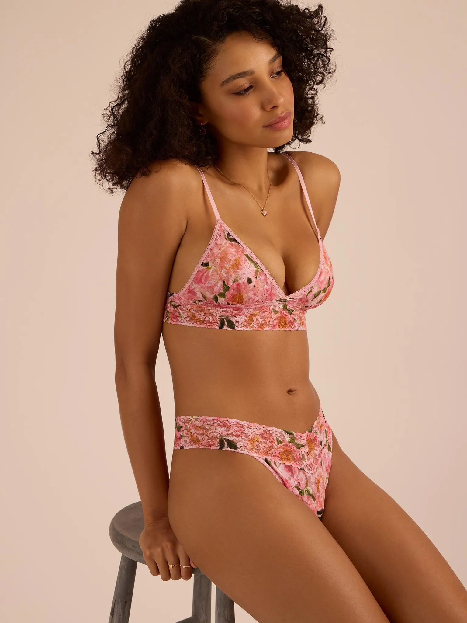 Printed Signature Lace® Original Rise Thong Dancing Petals Pink sold by Hanky Panky product image thumbnail 2