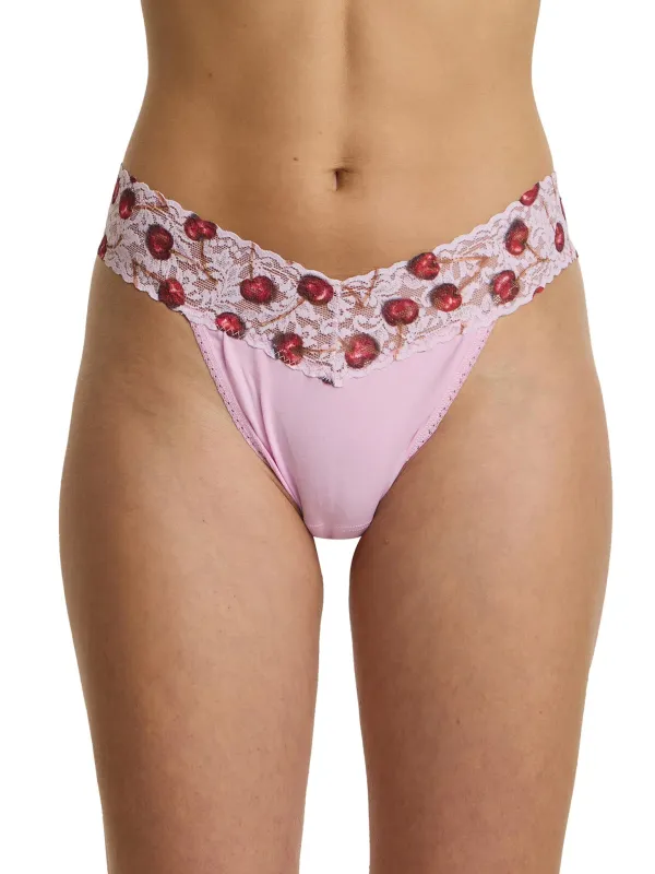 Supima® Cotton Printed Original Rise Thong Cherry Delight Pink sold by Hanky Panky