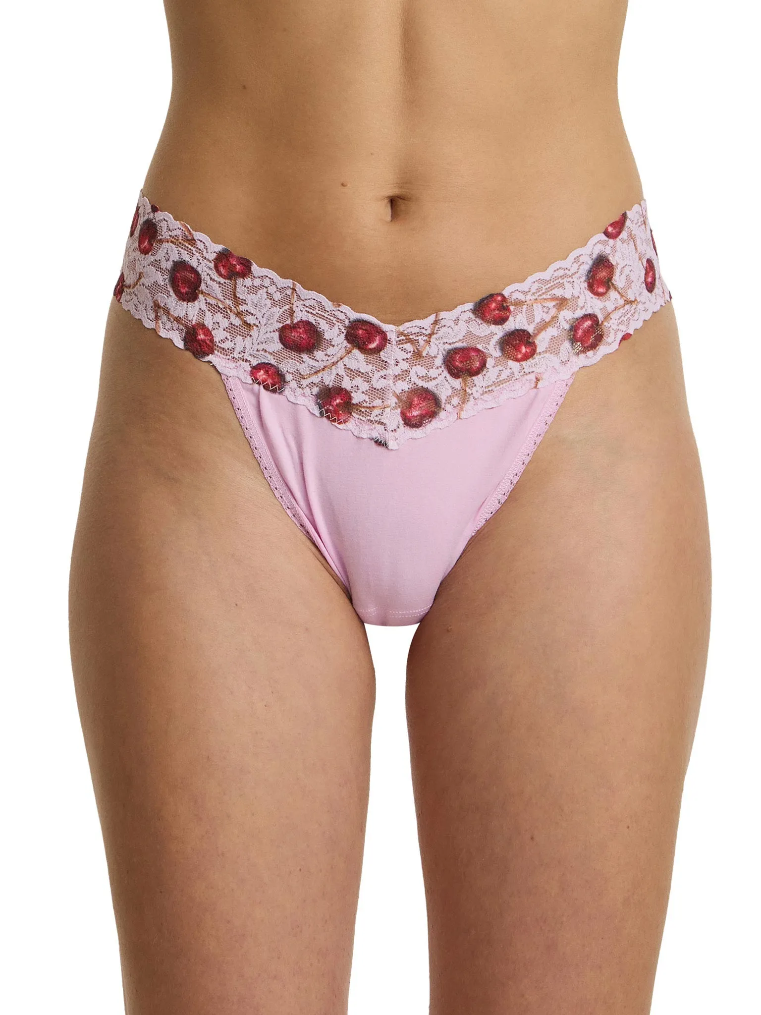Supima® Cotton Printed Original Rise Thong Cherry Delight Pink sold by Hanky Panky