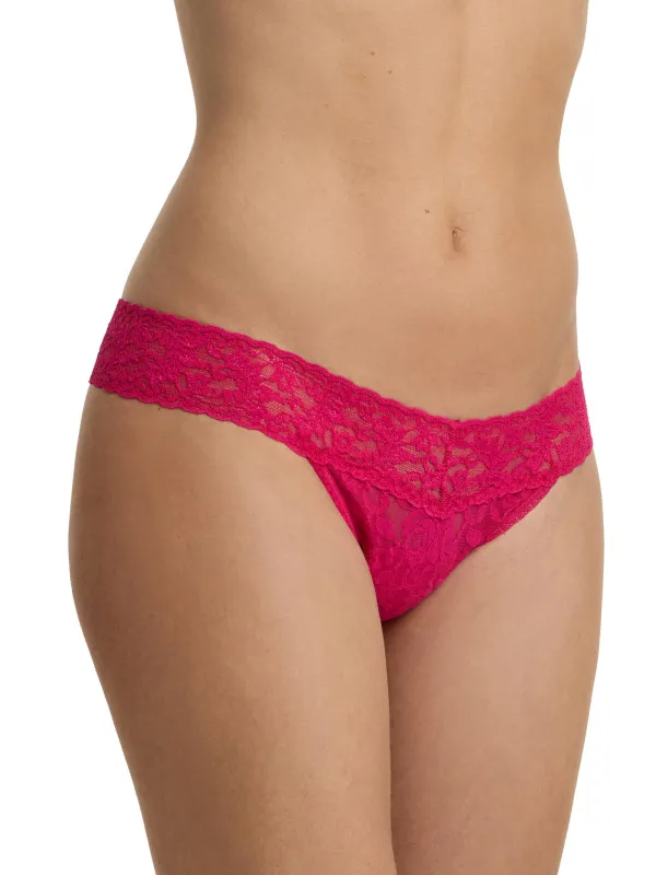 Signature Lace® Low Rise Thong Sealed With A Kiss Pink sold by Hanky Panky