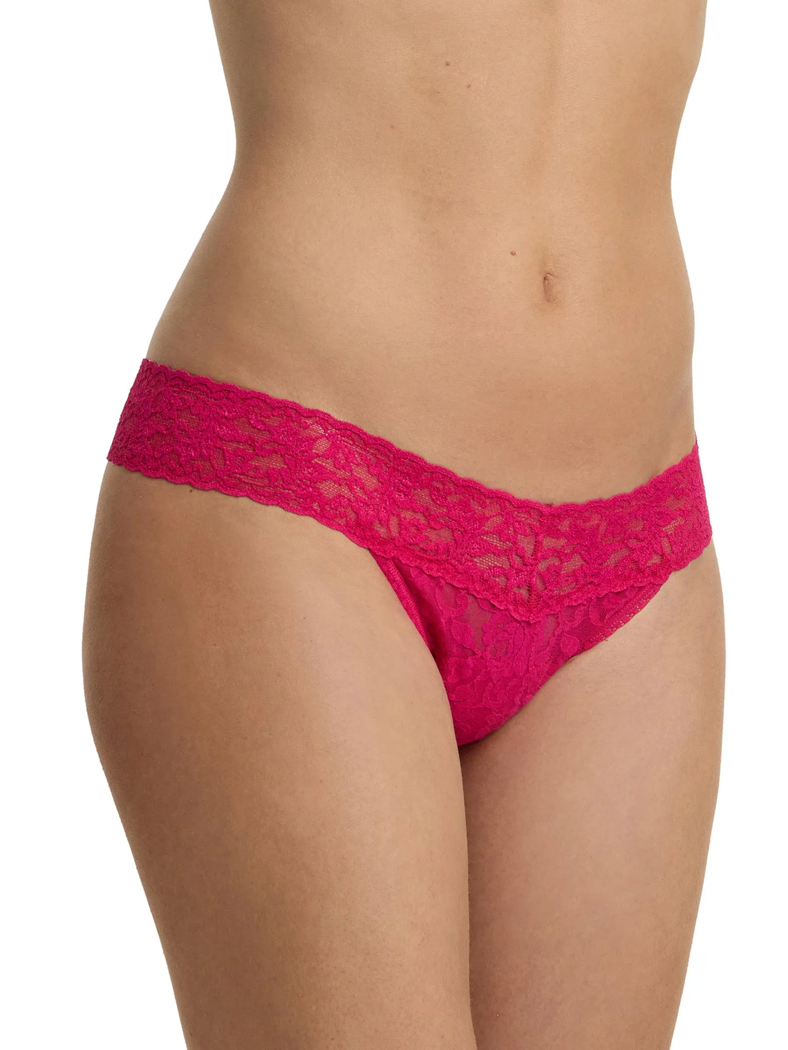 Signature Lace® Low Rise Thong Sealed With A Kiss Pink sold by Hanky Panky