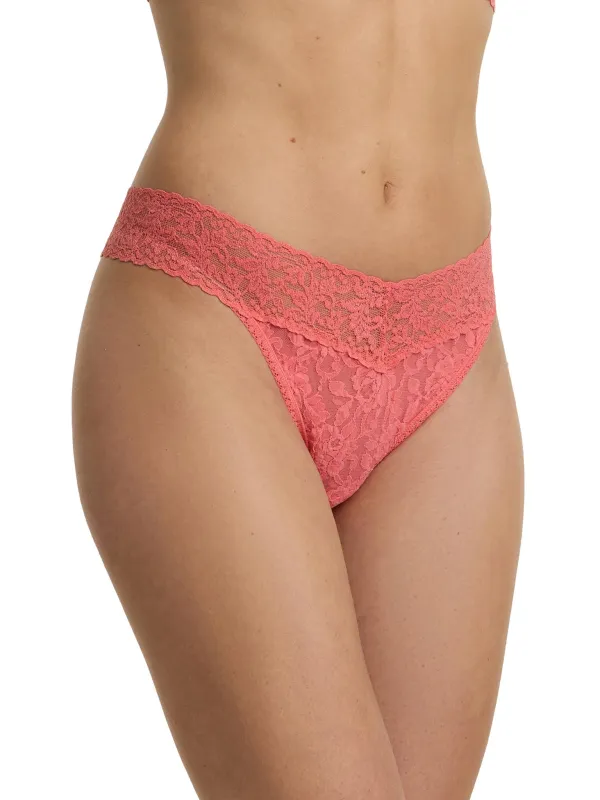 Signature Lace® Original Rise Thong Paloma Pink sold by Hanky Panky