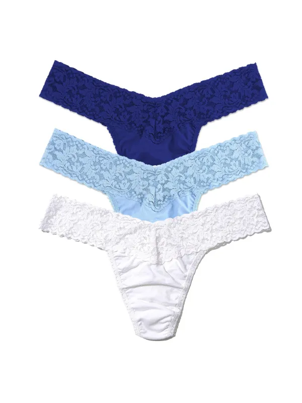 3 Pack Cotton Low Rise Thong Ocean Blues Black Friday Sale sold by Hanky Panky
