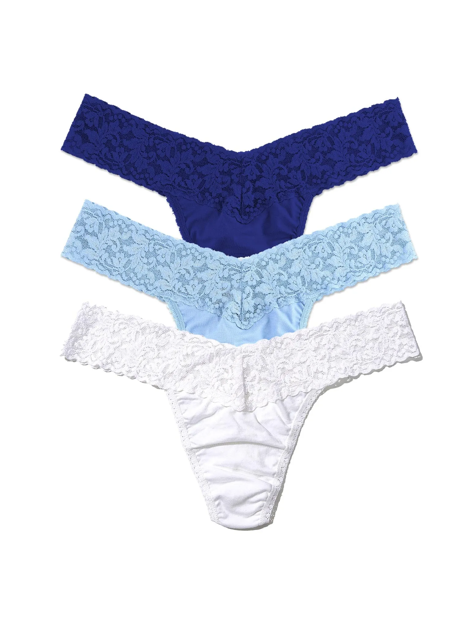 3 Pack Cotton Low Rise Thong Ocean Blues Black Friday Sale sold by Hanky Panky