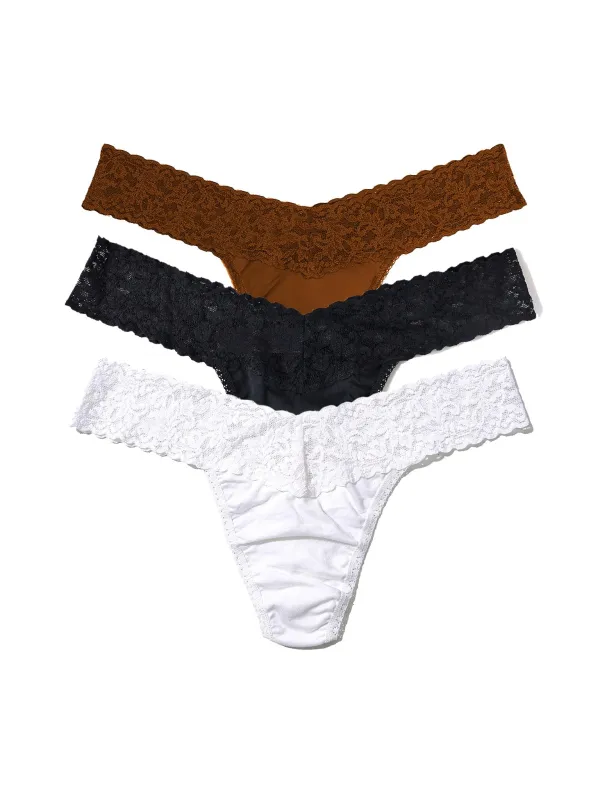3 Pack Cotton Low Rise Thong Coffee Palette Black Friday Sale sold by Hanky Panky