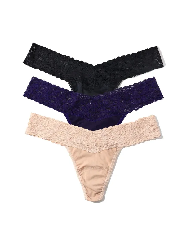 3 Pack Cotton Low Rise Thong Deep Tones Black Friday Sale sold by Hanky Panky