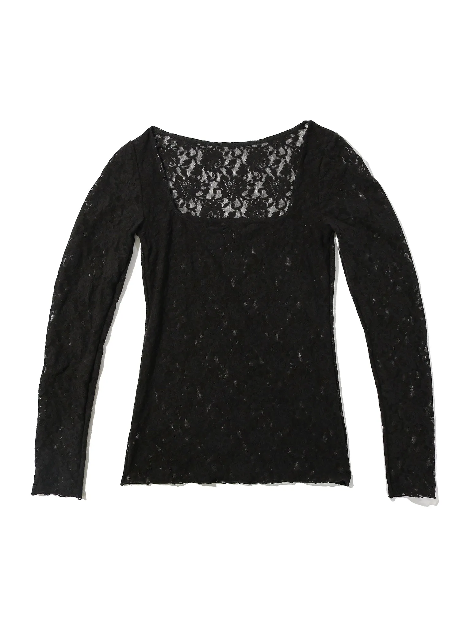 Signature Lace® Square Neck Long Sleeve Top Black Sale sold by Hanky Panky product image thumbnail 5