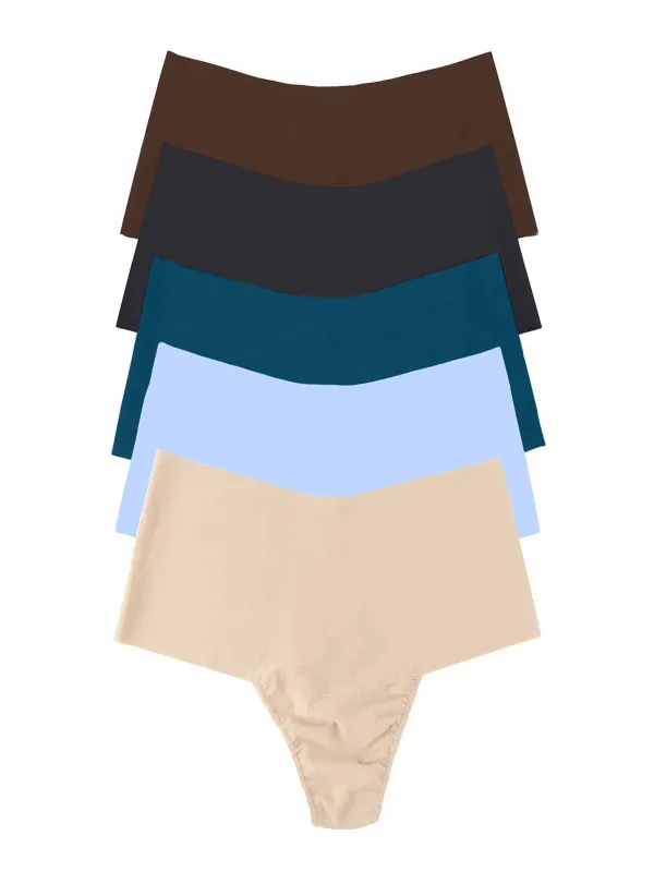 5 Pack BreatheSoft™ High Rise Thong Warm Neutrals Sale made by Hanky Panky