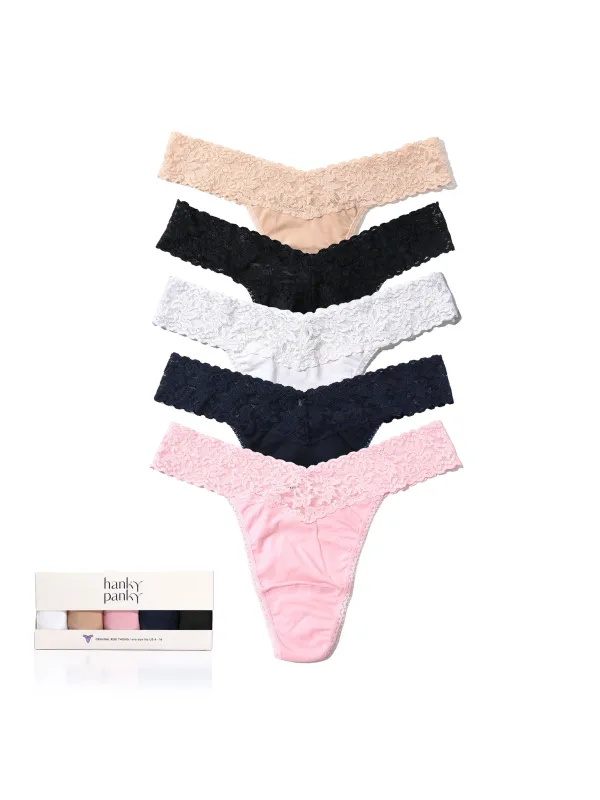 Cotton 5 Pack Original Rise Thongs sold by Hanky Panky