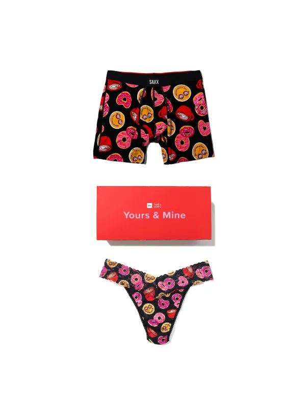 Signature Lace® Low Rise Thong And Saxx Super Soft Vibe Boxer Brief Lovestory - Black sold by Hanky Panky