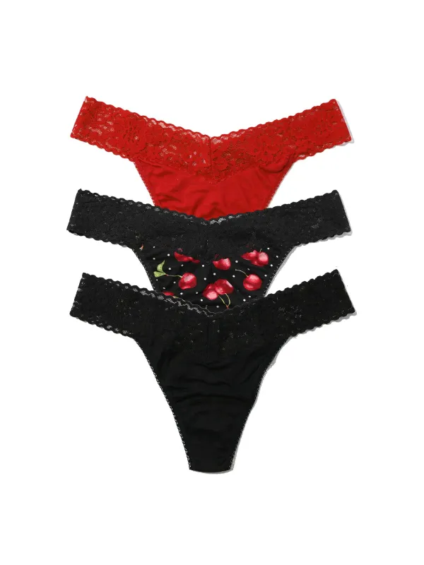 DreamEase™ Original Rise Thong 3 Pack Valentine Mix Sale made by Hanky Panky