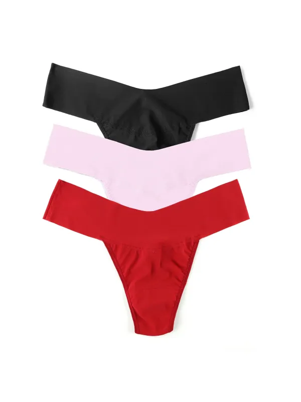 BreatheSoft™ Natural Rise Thong 3 Pack Valentine Colors sold by Hanky Panky