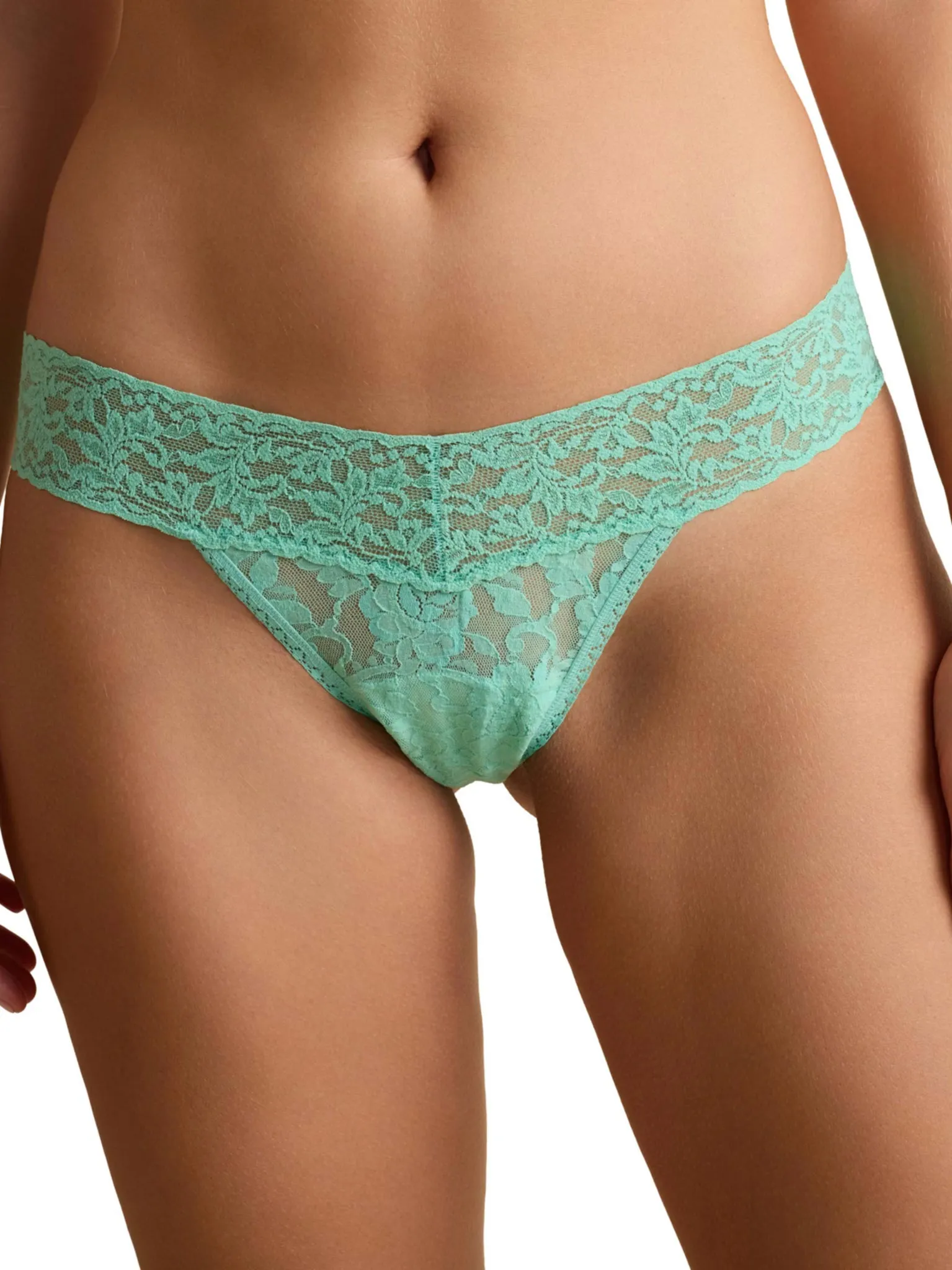 Signature Lace® Original Rise Thong Tulum Green sold by Hanky Panky