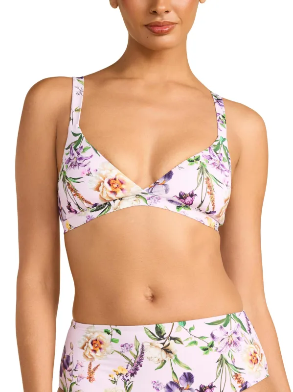 Swim Triangle Bralette Top Fawning Flora Purple sold by Hanky Panky