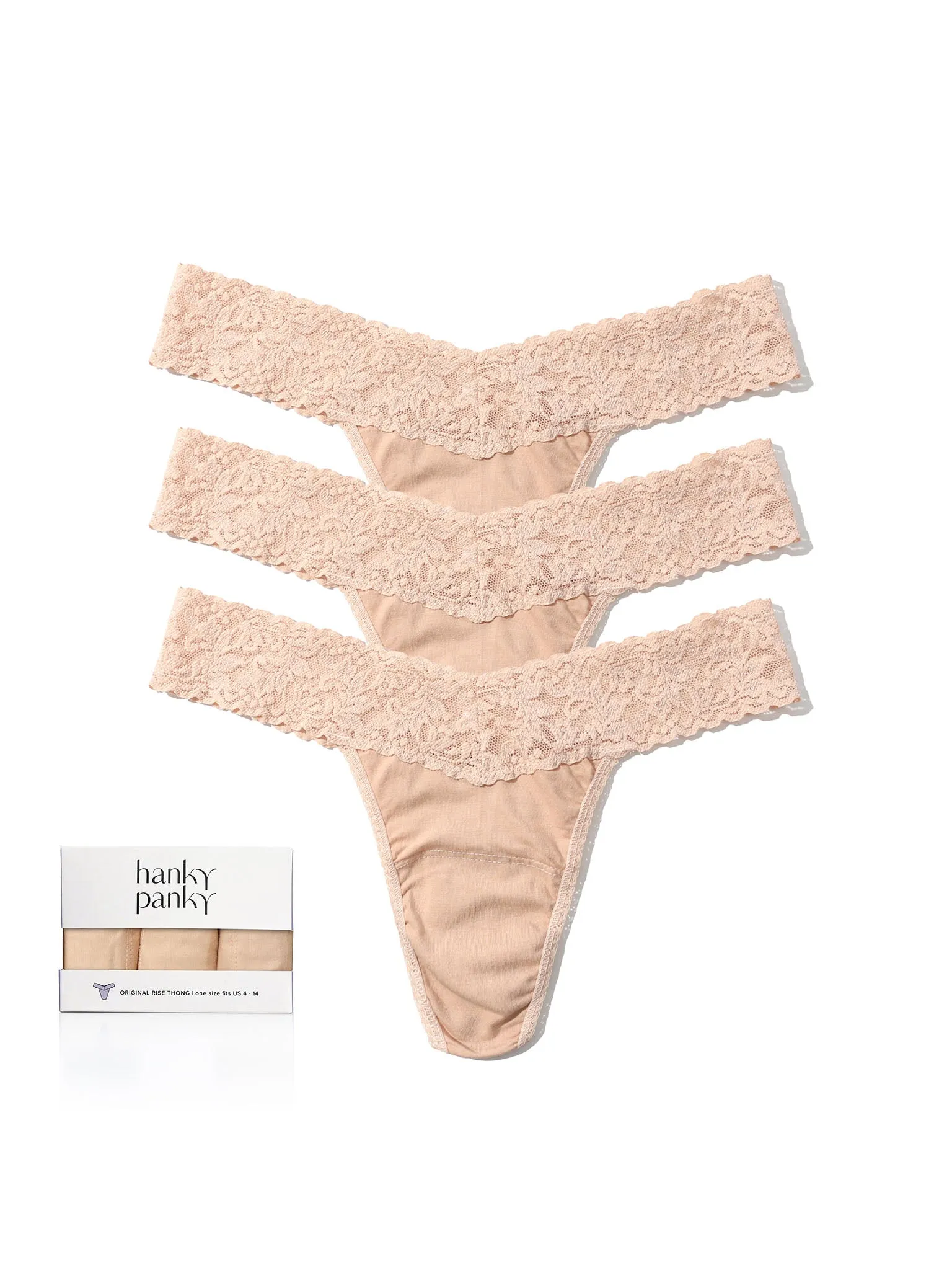3 Pack Supima® Cotton Original Rise Thongs Chai sold by Hanky Panky